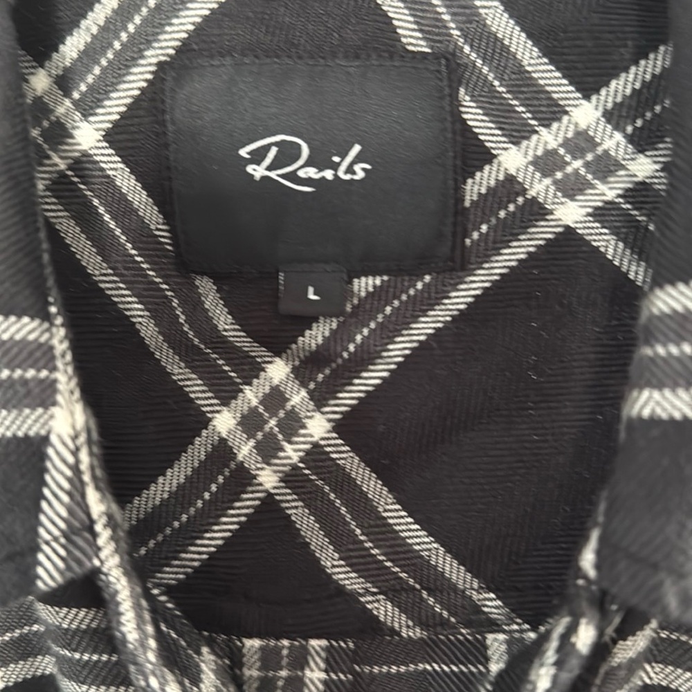 Rails Black Plaid Button Down - image 2